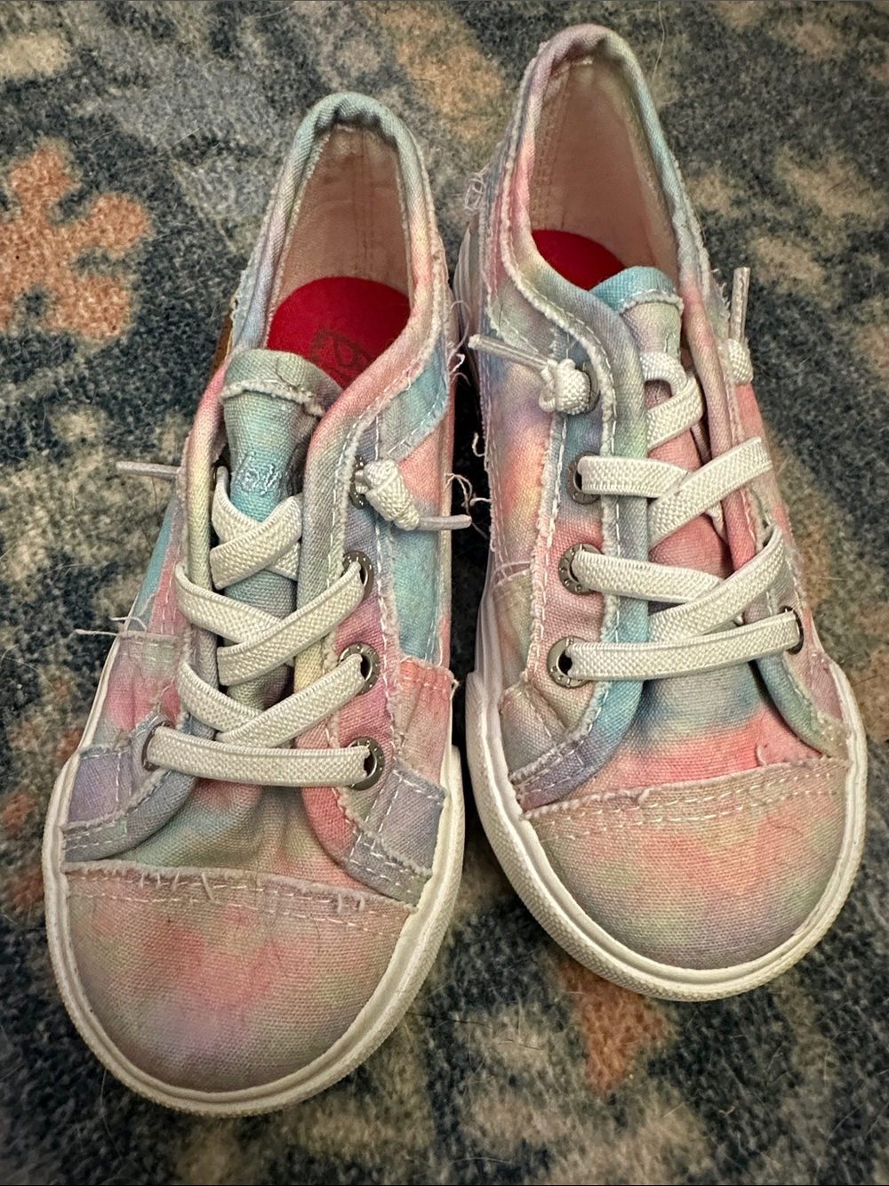 Kids Blowfish Boho Tie-Dye Canvas Sneakers in Pastel Pink & Blue